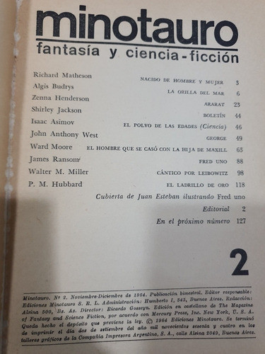 Libro:minotauro-fantasia Y Ciencia -ficcion - Edicion 1964 1