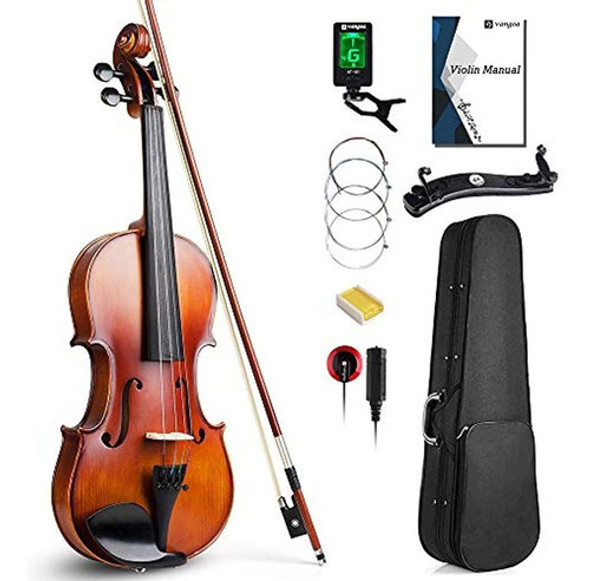 Traje De Violín Acústico De Madera Maciza Vangoa Para Estudi 0