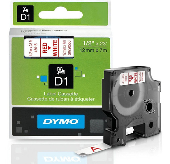 Cinta Rotulado D1 Dymo 45015 12mm Rojo/blanco 0