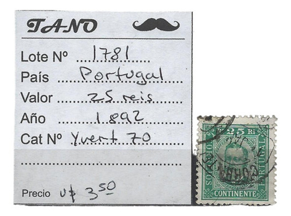 Lote1781 Portugal 25 Reis Año 1892 Yvert# 70 0