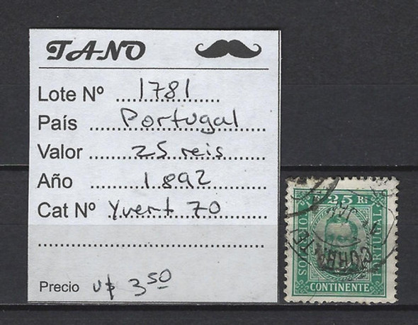Lote1781 Portugal 25 Reis Año 1892 Yvert# 70 1