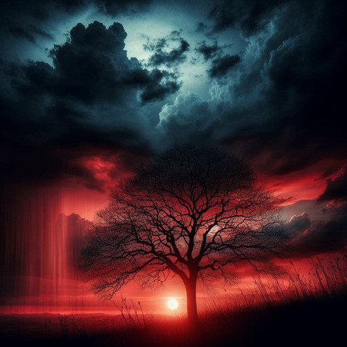 Obra De Arte Digital Crepúsculo Dramático V4 50x50cm Única 0