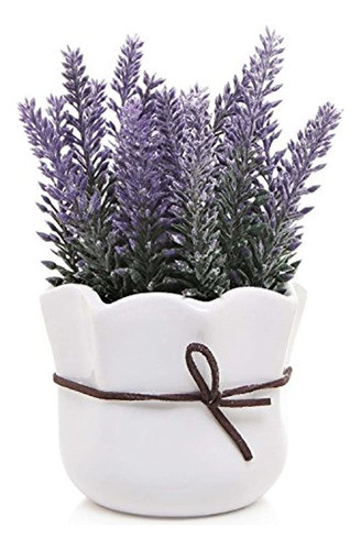 Lavanda Artificial Con Color Blanco Cerámica Olla / Flor Sin 0