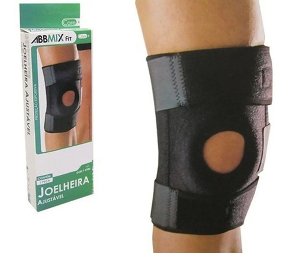 Kit Joelheira E Tornozeleira Ajustável Preta Neoprene Fitnes 0