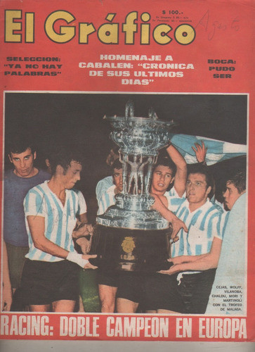 El Grafico - Racing Doble Campeon  En Europa - Año 1968 0