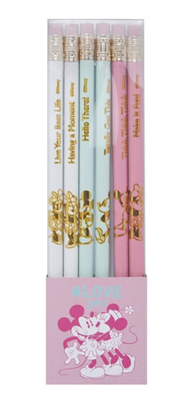 Lápices De Escribir Disney Mickey & Minnie Mouse X6 Febo 0