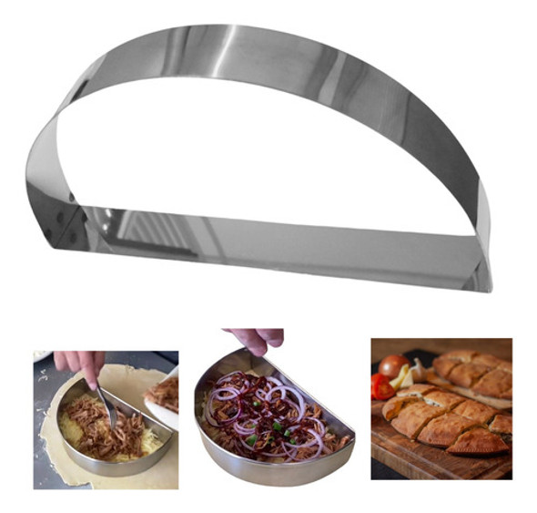 Aro Meia Lua Recheio Pizza Frita Calzone Fogazza 45cm Inox 0