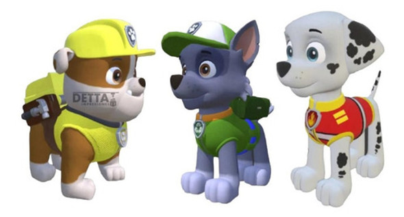 Figuras Paw Patrol Rocky Marshall Rubble 10cm En 3d- Detta3d 0