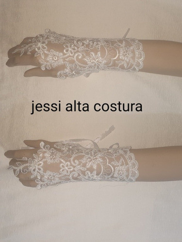 Guantes De Novia  Tul Bordado Importado Jessi Alta Costura 1
