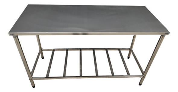 Mesa Bancada 110x50 Armário Inox Multiuso 1 Nível Gradeada 0