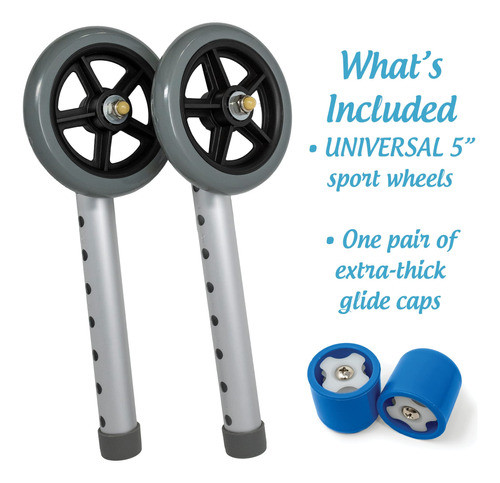Ruedas De Andador De 5y Tapas Deslizantes Azul- 2+2un 1