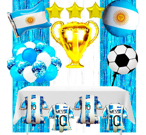 Kit Combo Mundial Seleccion Argentina Globo Campeon 0