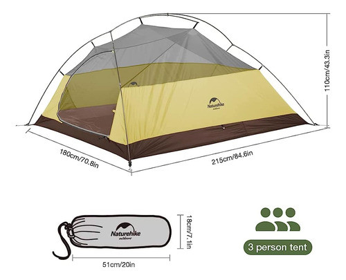 Naturehike Cloud-up Tienda De Campaña Liviana Para 3 Persona 1