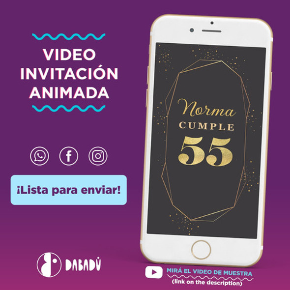Invitación Animada / Videoinvitación Negro Y Dorado 50 Años 1