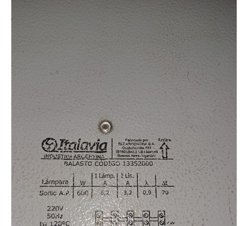 Balasto Dual 600 W Italavia 1