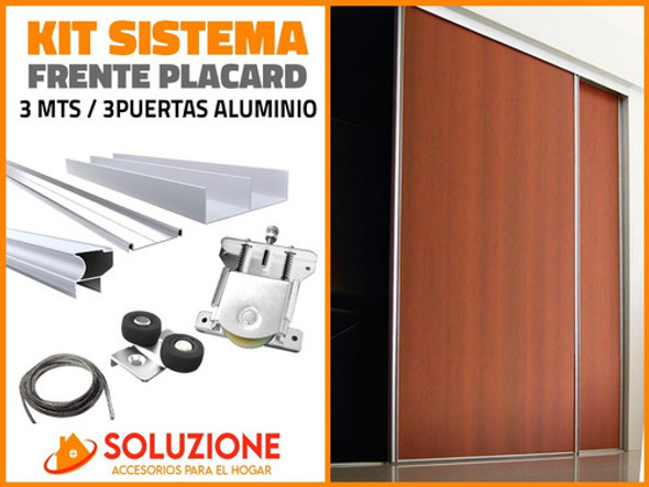 Kit Frente Placard Aluminio 3 M 3 Puertas Anodizado Premium 1