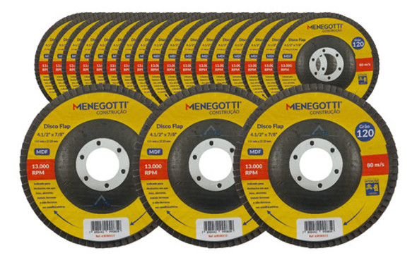 Kit 50x Discos Flap Grão 120 115x22,23mm P/ Aços Metais 0