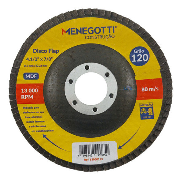 Kit 50x Discos Flap Grão 120 115x22,23mm P/ Aços Metais 1