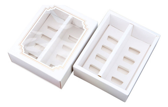 1 Caixa De Macarons De 15 Peças, Janela De Pvc, Branco, 0