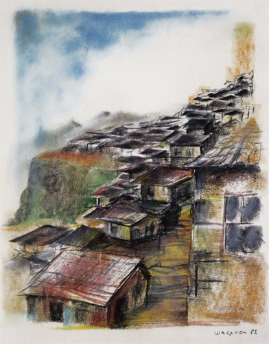 Pintura Original Casario Pastel S/ Cartão Assinado - Lenach 0