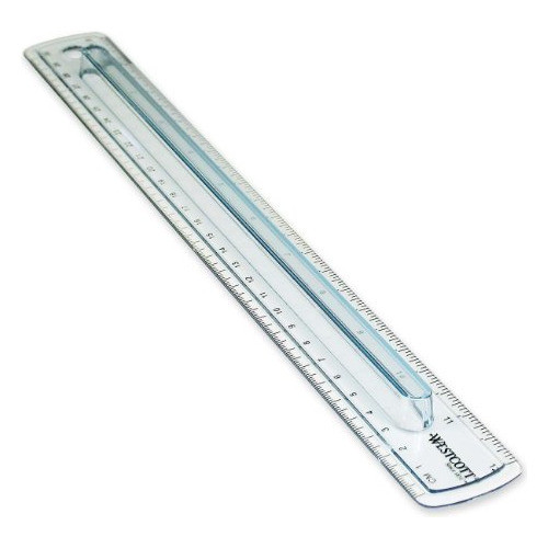 Westcott Finger Grip Ruler, Plástico De Humo, Pulgadas  12 0