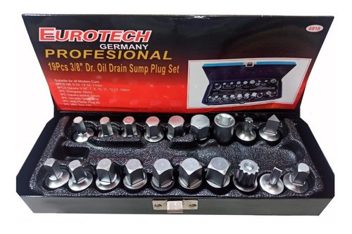 Kit Extractor Tapon Carter 19 Pcs 3/8 Eurotech Caja Taller 0
