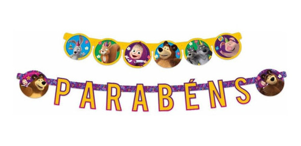Faixa Decorativa Parabéns - Festa Masha E O Urso 0