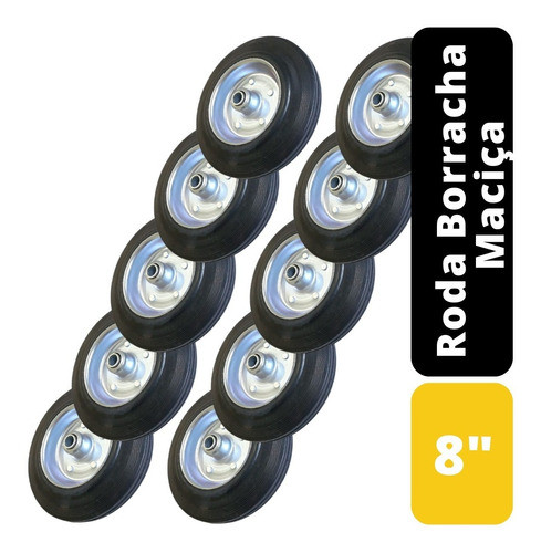 10 Roda Borracha Maciça 8 Polegada Rolamento Rolete Beltools 1