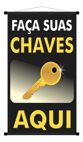 Banner Chaveiro Aqui - Lona Premium 60x35cm - 3 Unidades 0