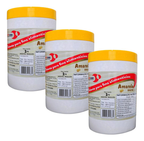 Kit 3 Corante Alimentício Em Pó Amarelo Ouro 1kg Cada 0 Kit 3 Corante Alimentício Em Pó Amarelo Ouro 1kg Cada 0