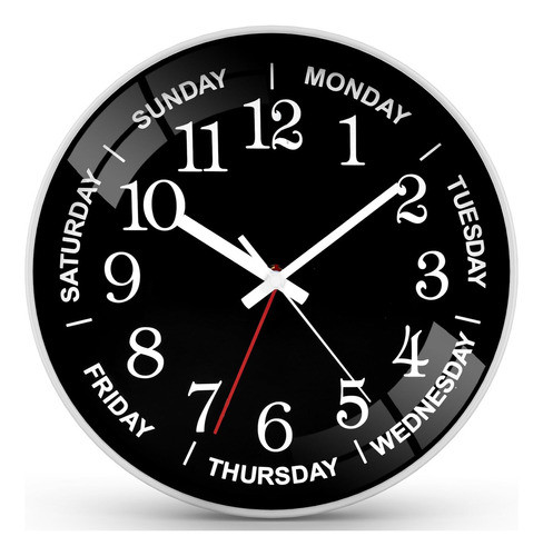Qinfiey Reloj De Pared Para El Dia De La Semana De 12 Pulgad 0