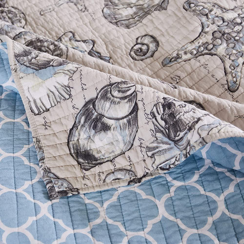 Barefoot Bungalow Cruz Coastal Quilt Set, Ropa De Cama, 2-pi 1