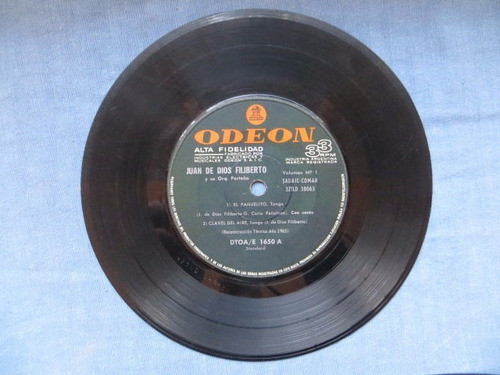 Juan De Dios Filiberto Vinilo Simple Odeon Dtoa/e 1650 0