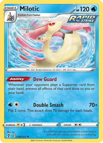 Cartas Pokemon Tcg Milotic - 038/203 - Evolving Skies Rara 0