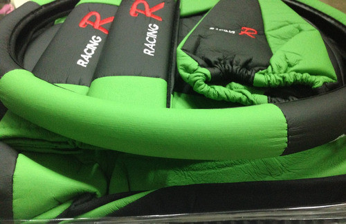 Fundas Cubre Asientos Auto Cuerina Verde & Negro .x12 Pzs 1