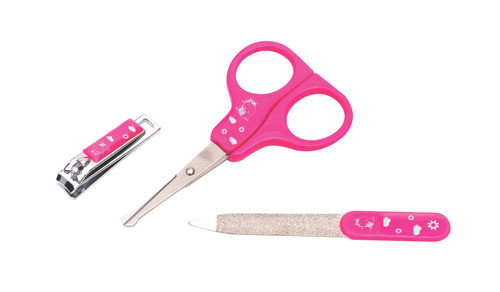 Kit Higiêne Bebê Tesoura Lixa E Cortador De Unha Rosa 1