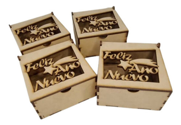 Caja Feliz Año Nuevo, Navidad Fibrofacil, Pack X10unidades! 1