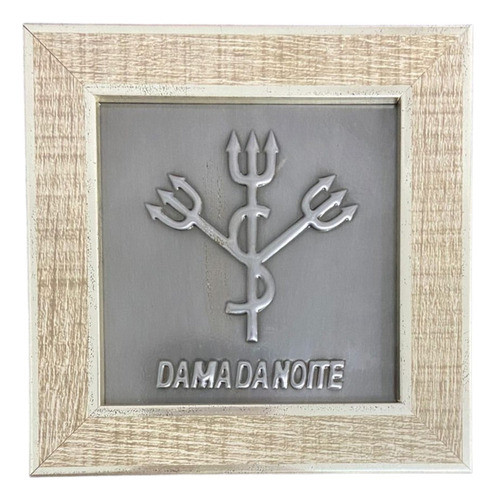 Quadro Dama Da Noite Madeira Carvalho E Metal 13 X13 Cm 0