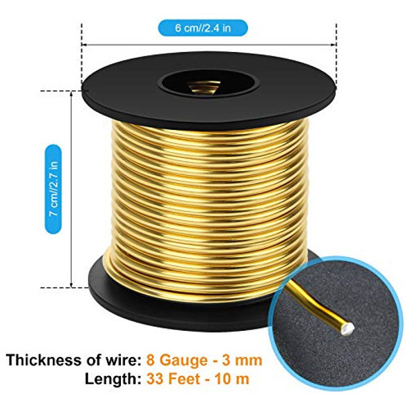 Alambre De Aluminio Para Manualidades - 3mm.x 10m. Dorado 1