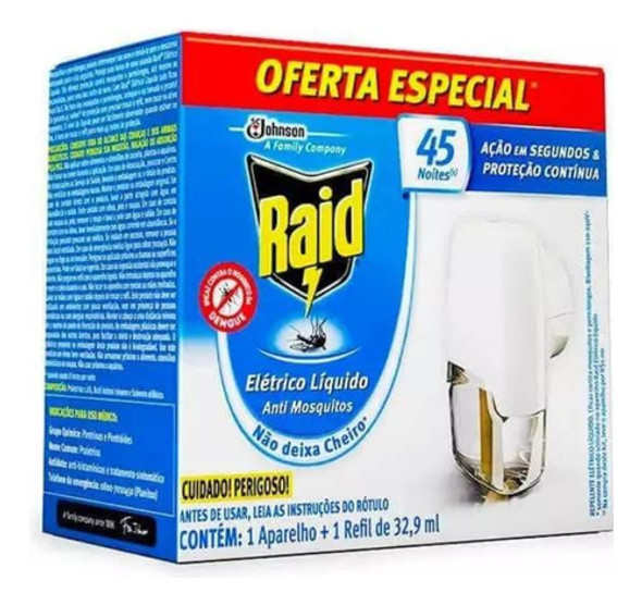Repelente Elétrico Líquido Anti Mosquitos Raid Aparelho + 0 Repelente Elétrico Líquido Anti Mosquitos Raid Aparelho + 0