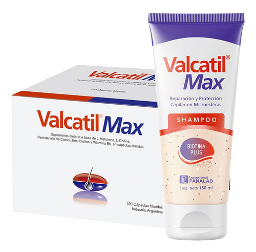 Combo Valcatil Max 120 Caps + Valcatil Max Shampoo 150ml 0