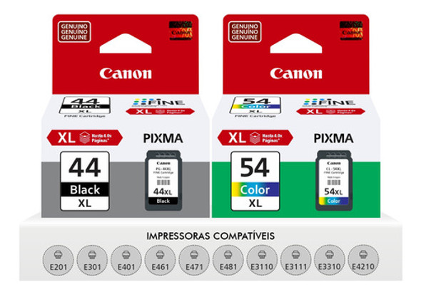 Kit Cartuchos Originais Canon Pg-44xl E Cl-54xl E481 E401 0