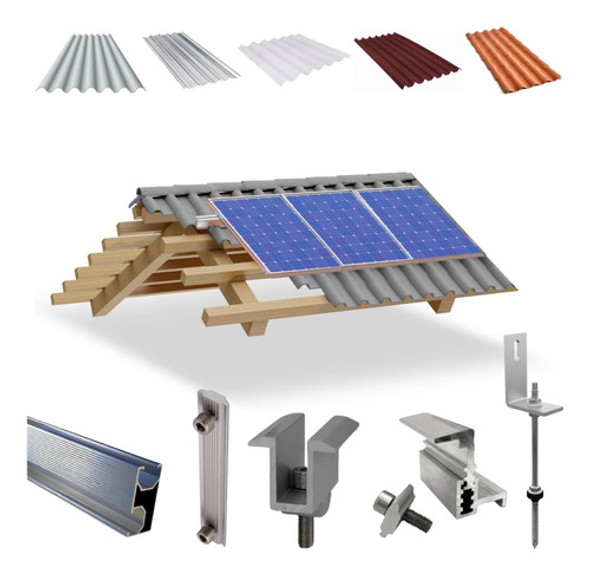 Kit Estrutura Linha C 1,20m P/ 3 Placas Solar Viga Madeira 0
