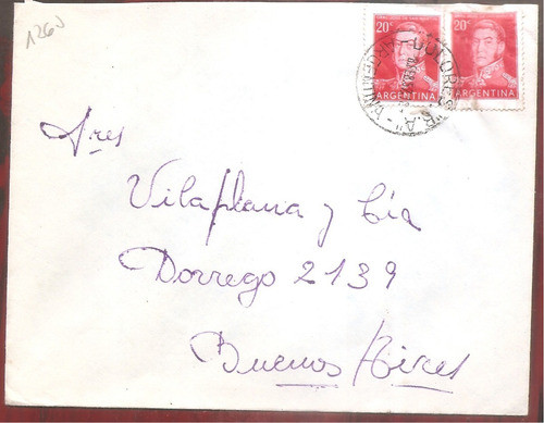 Argentina 1957 Sobre Circulado  Numero  126j 0