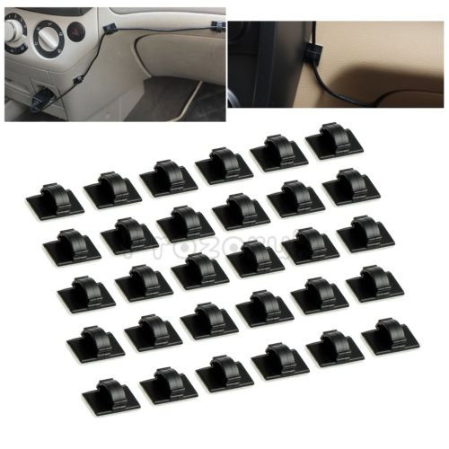 30 X Coche Clips Corbata Rectángulo Cable Soporte Montaje Au 0