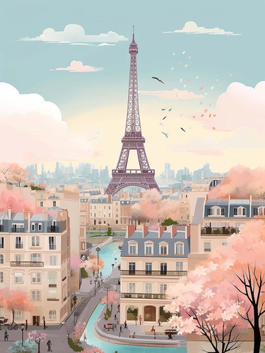 Pintura De Diamante Torre Eiffel Para Adultos 30cm X 40cm 0