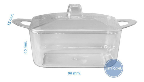 Pote Mini Olla Rectangular Con Tapa 120cc Pack 12 U. 1