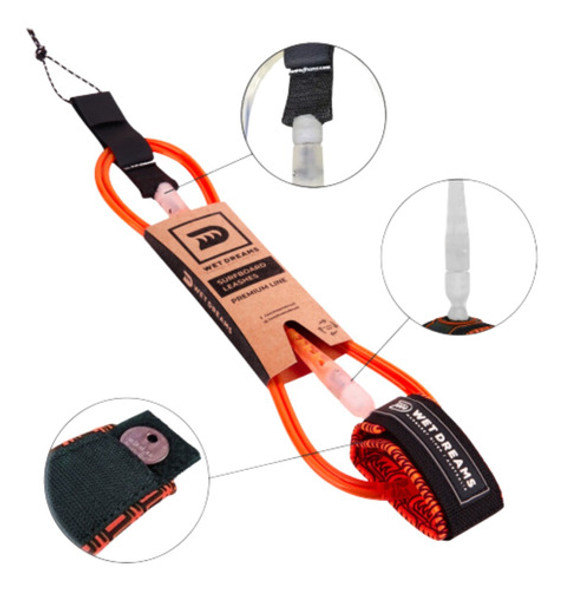 Leash Wet Dreams Micro Comp Premium Line 6' X 5mm Laranja 0