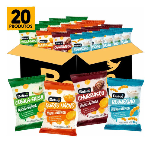 Combo Snacks De Milho Belive 4 Sabores 35g (20 Pacotes) Kit 0