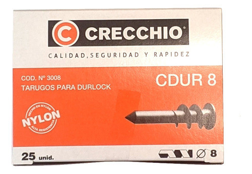 Tarugo Durlock Crecchio 41 Mm Largo 8 Mm Diametro 25 U 0